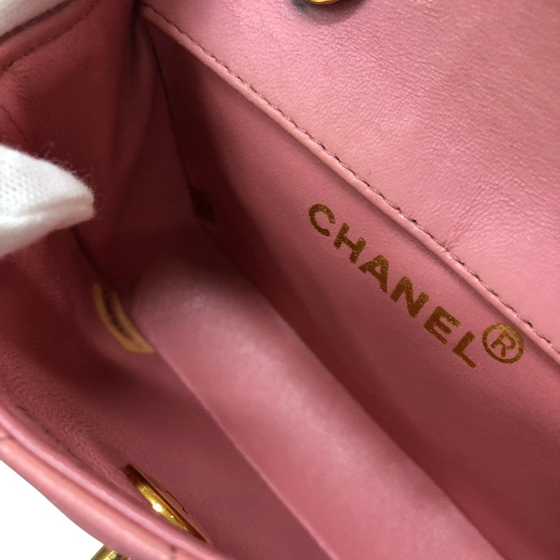 シャネル CHANEL ミニマトラッセ フラップバッグ ピンク ゴールド金具 ラムスキン レディース ショルダーバッグ