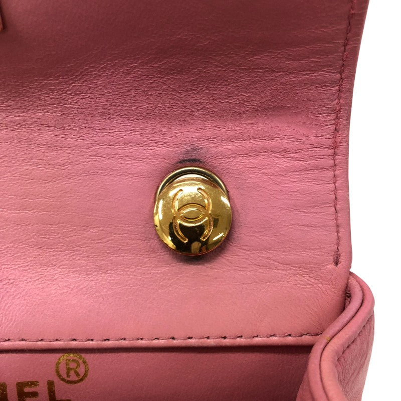 シャネル CHANEL ミニマトラッセ フラップバッグ ピンク ゴールド金具 ラムスキン レディース ショルダーバッグ