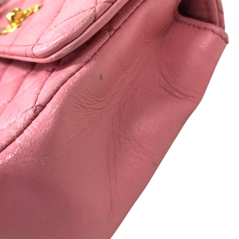 シャネル CHANEL ミニマトラッセ フラップバッグ ピンク ゴールド金具 ラムスキン レディース ショルダーバッグ
