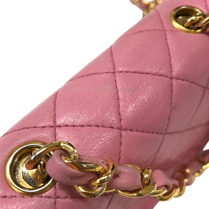 シャネル CHANEL ミニマトラッセ フラップバッグ ピンク ゴールド金具 ラムスキン レディース ショルダーバッグ