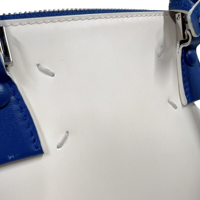 メゾン マルジェラ Maison Margiela 5AC ドローストリング ミニバッグ S56WG0082 ホワイト/ブルー　シルバー金具 レザー レディース ショルダーバッグ