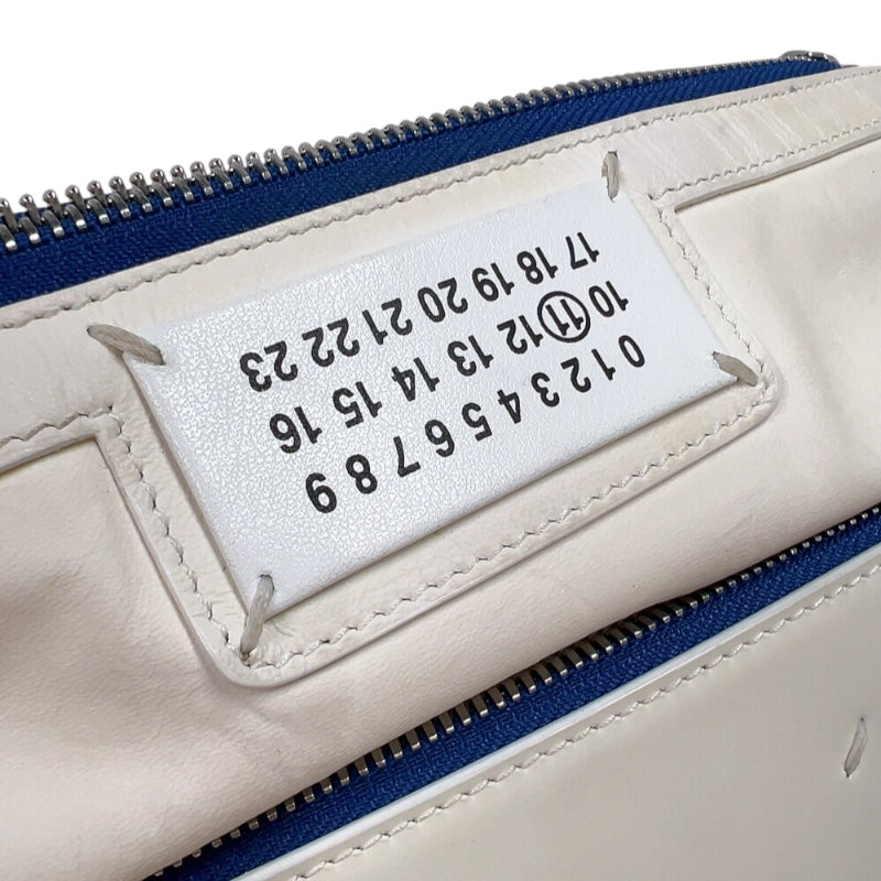 メゾン マルジェラ Maison Margiela 5AC ドローストリング ミニバッグ S56WG0082 ホワイト/ブルー　シルバー金具 レザー レディース ショルダーバッグ