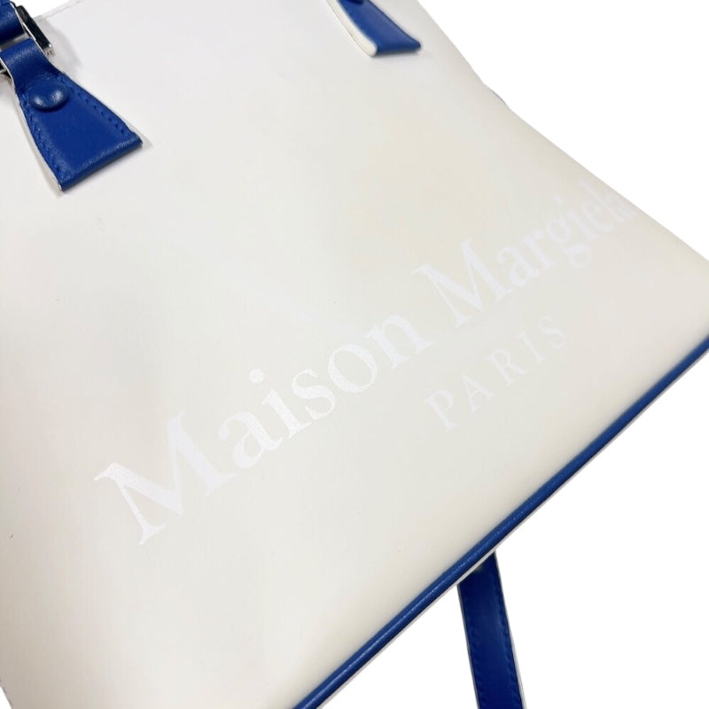 メゾン マルジェラ Maison Margiela 5AC ドローストリング ミニバッグ S56WG0082 ホワイト/ブルー　シルバー金具 レザー レディース ショルダーバッグ