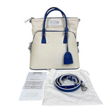 メゾン マルジェラ Maison Margiela 5AC ドローストリング ミニバッグ S56WG0082 ホワイト/ブルー　シルバー金具 レザー レディース ショルダーバッグ