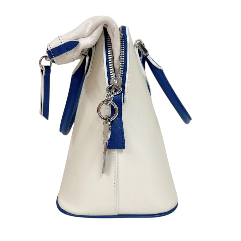 メゾン マルジェラ Maison Margiela 5AC ドローストリング ミニバッグ S56WG0082 ホワイト/ブルー　シルバー金具 レザー レディース ショルダーバッグ