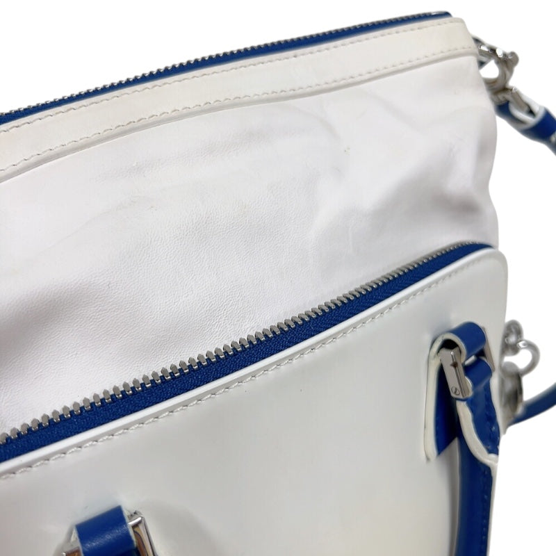 メゾン マルジェラ Maison Margiela 5AC ドローストリング ミニバッグ S56WG0082 ホワイト/ブルー　シルバー金具 レザー レディース ショルダーバッグ