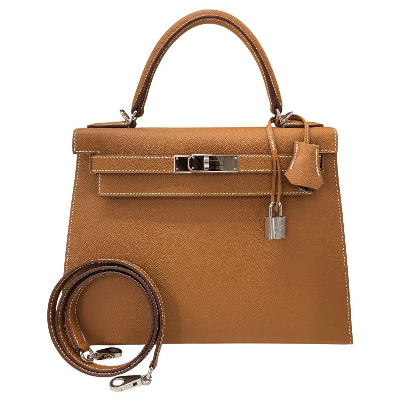 エルメス HERMES ケリー28 B刻印 ゴールド シルバー金具 エプソン レディース ショルダーバッグ