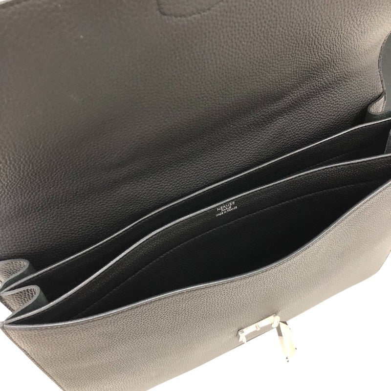 エルメス HERMES サックアデペッシュ38 D刻 ブラック シルバー金具 トゴ メンズ ハンドバッグ
