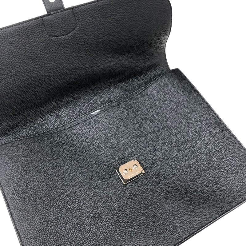 エルメス HERMES サックアデペッシュ38 D刻 ブラック シルバー金具 トゴ メンズ ハンドバッグ