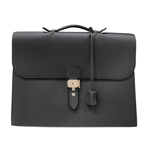 エルメス HERMES サックアデペッシュ38 D刻 ブラック シルバー金具 トゴ メンズ ハンドバッグ