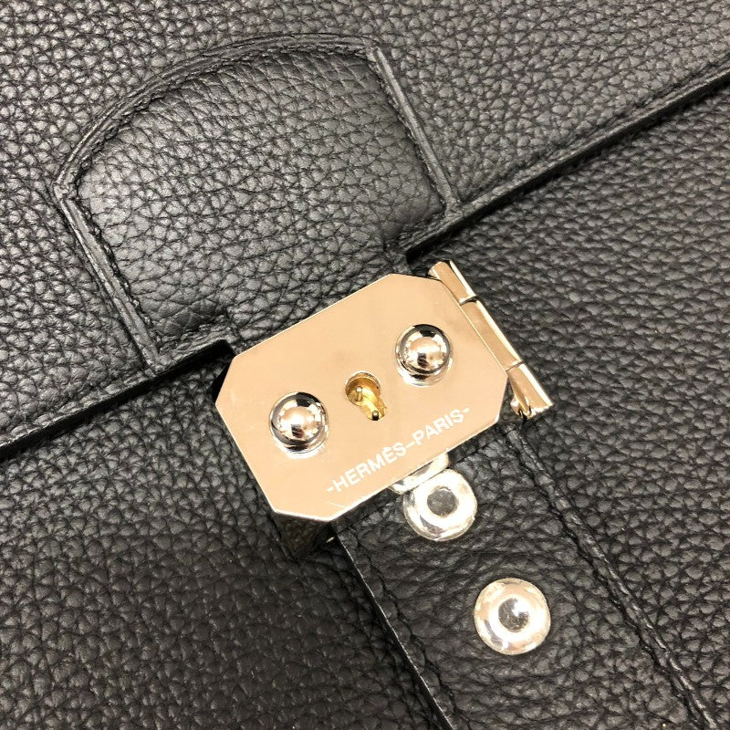 エルメス HERMES サックアデペッシュ38 D刻 ブラック シルバー金具 トゴ メンズ ハンドバッグ