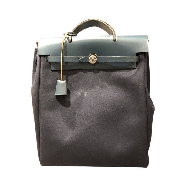 エルメス HERMES エールバッグ アドPM □E刻印 ネイビー/SV金具 トワル/ヴァッシュハンター メンズ リュック・デイパック
