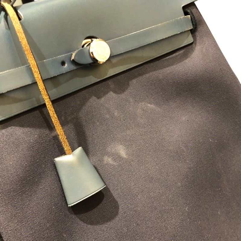 エルメス HERMES エールバッグ アドPM □E刻印 ネイビー/SV金具 トワル/ヴァッシュハンター メンズ リュック・デイパック