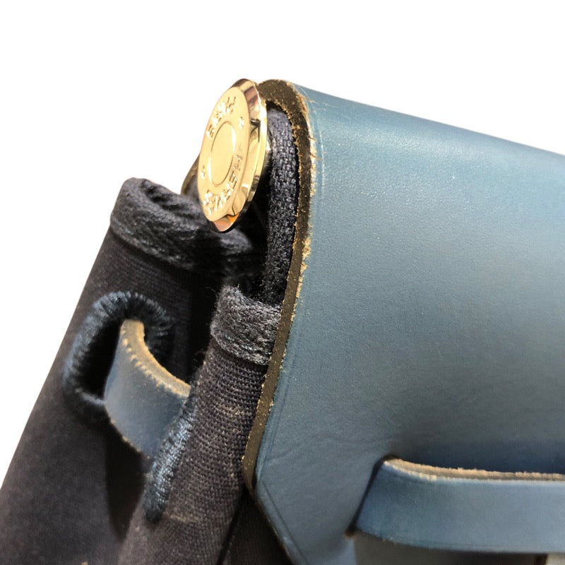 エルメス HERMES エールバッグ アドPM □E刻印 ネイビー/SV金具 トワル/ヴァッシュハンター メンズ リュック・デイパック