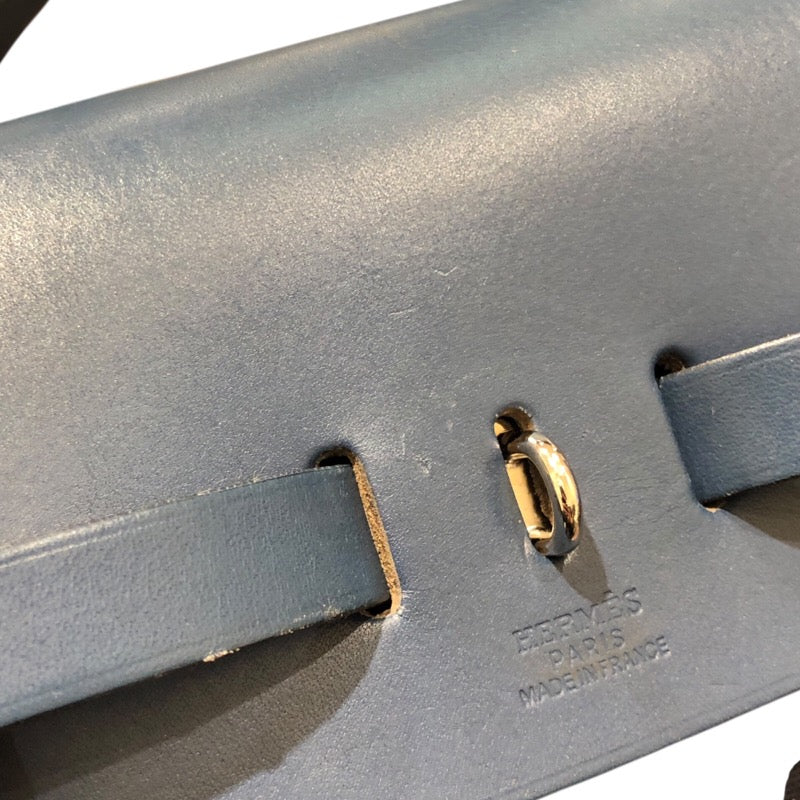 エルメス HERMES エールバッグ アドPM □E刻印 ネイビー/SV金具 トワル/ヴァッシュハンター メンズ リュック・デイパック
