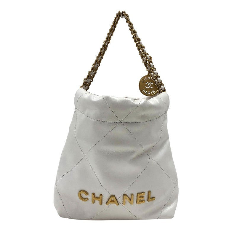 シャネル CHANEL CHANEL22ミニバッグ AS3980 ホワイト ゴールド金具 シャイニーカーフ レディース ショルダーバッグ