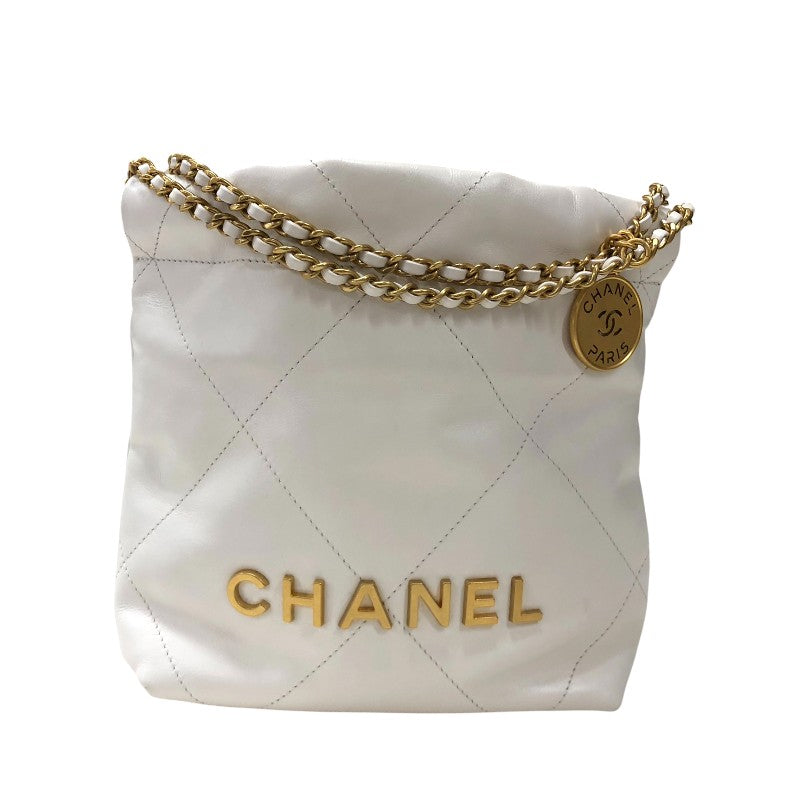 シャネル CHANEL CHANEL22ミニバッグ AS3980 ホワイト ゴールド金具 シャイニーカーフ レディース ショルダーバッグ