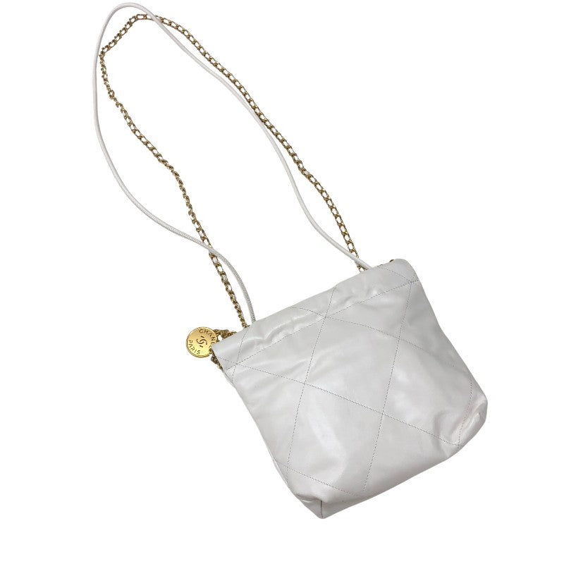 シャネル CHANEL CHANEL22ミニバッグ AS3980 ホワイト ゴールド金具 シャイニーカーフ レディース ショルダーバッグ
