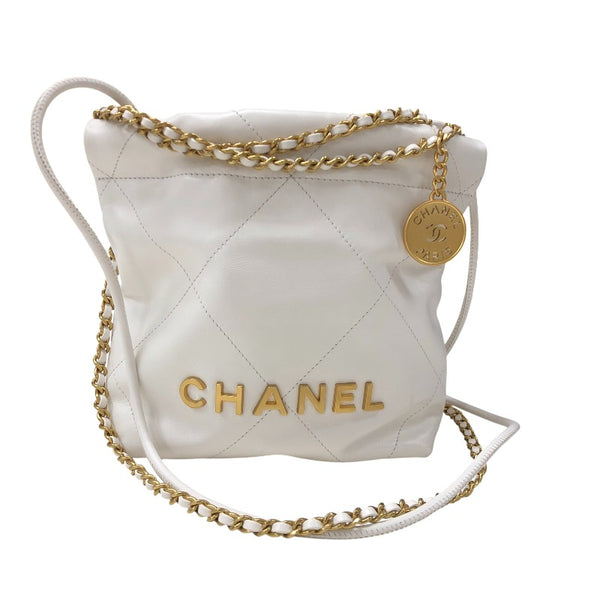 シャネル CHANEL CHANEL22ミニバッグ AS3980 ホワイト ゴールド金具 シャイニーカーフ レディース ショルダーバッグ