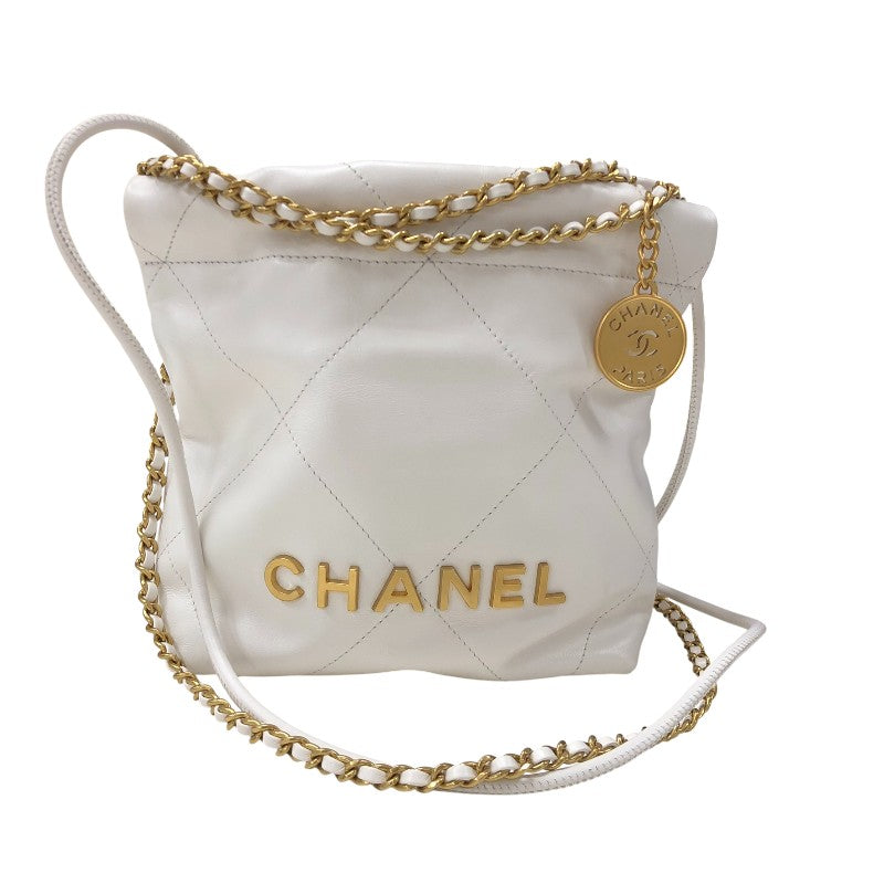 シャネル CHANEL CHANEL22ミニバッグ AS3980 ホワイト ゴールド金具 シャイニーカーフ レディース ショルダーバッグ