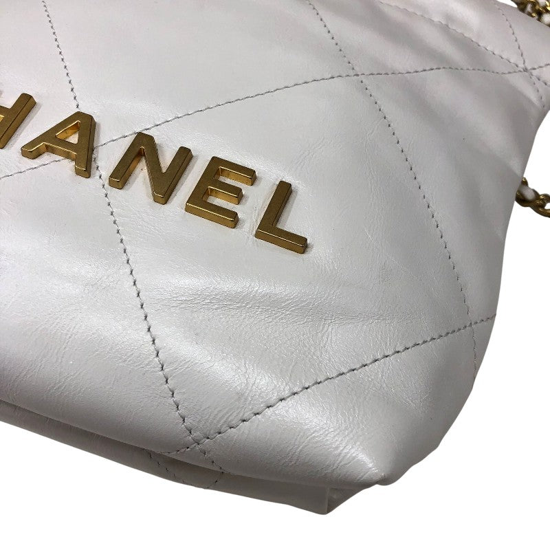 シャネル CHANEL CHANEL22ミニバッグ AS3980 ホワイト ゴールド金具 シャイニーカーフ レディース ショルダーバッグ