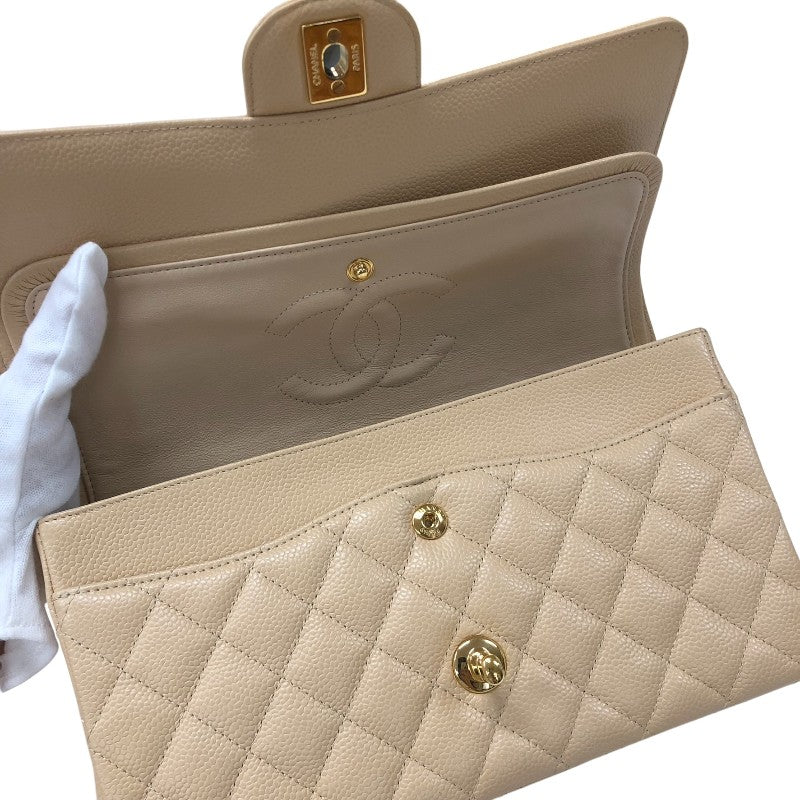 シャネル CHANEL マトラッセ25 A01112 ベージュ ゴールド金具 キャビアスキン レディース ショルダーバッグ