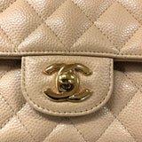 シャネル CHANEL マトラッセ25 A01112 ベージュ ゴールド金具 キャビアスキン レディース ショルダーバッグ