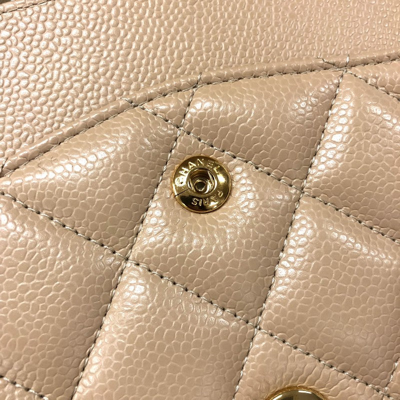 シャネル CHANEL マトラッセ30 A58600 ベージュ ゴールド金具 キャビアスキン レディース ショルダーバッグ