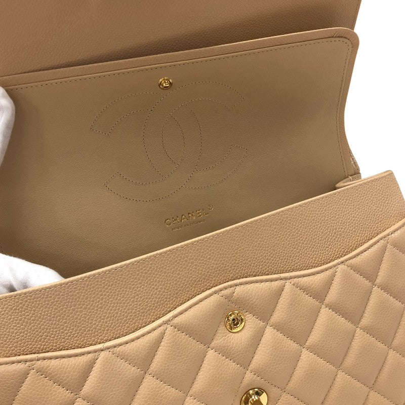 シャネル CHANEL マトラッセ30 A58600 ベージュ ゴールド金具 キャビアスキン レディース ショルダーバッグ