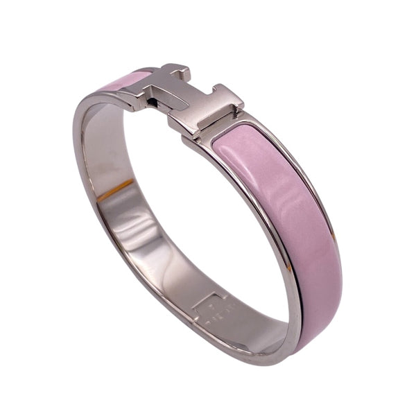 エルメス HERMES クリッククラックPM ピンク/シルバー エナメル・メタル アクセサリー