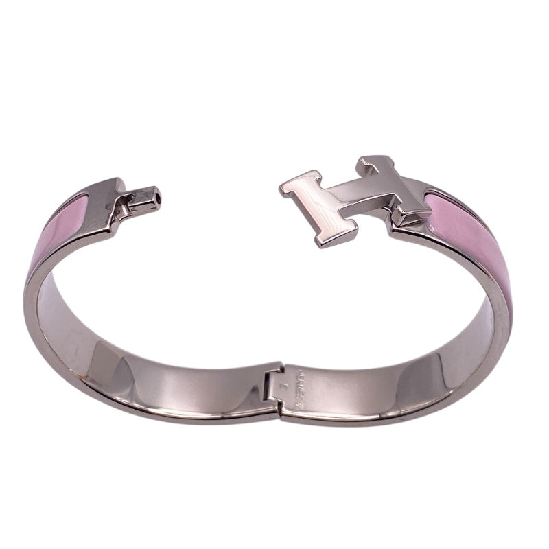 エルメス HERMES クリッククラックPM ピンク/シルバー エナメル・メタル アクセサリー