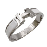 エルメス HERMES クリッククラックPM ホワイト/シルバー エナメル・メタル アクセサリー