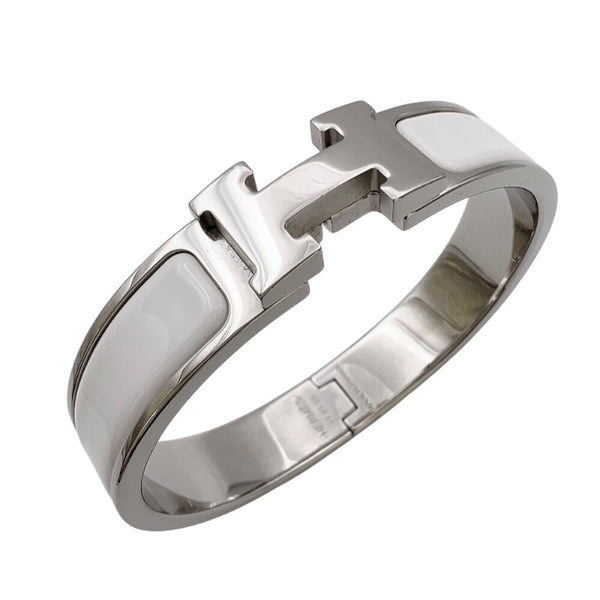 エルメス HERMES クリッククラックPM ホワイト/シルバー エナメル・メタル アクセサリー