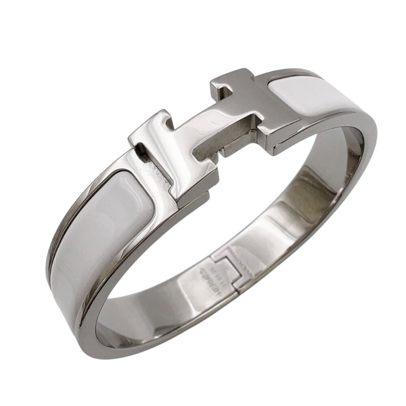 エルメス HERMES クリッククラックPM ホワイト/シルバー エナメル・メタル アクセサリー