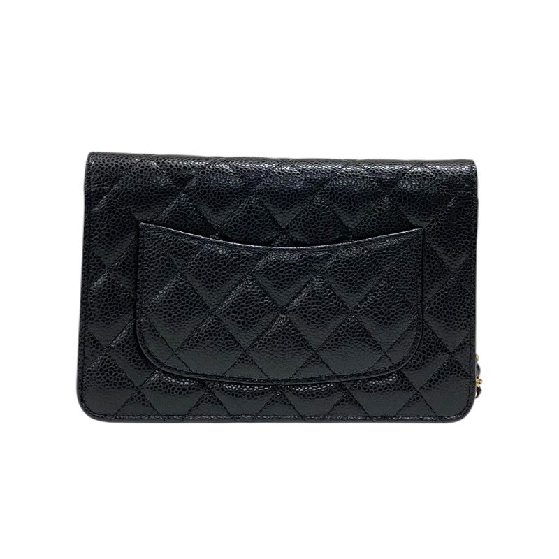 シャネル CHANEL マトラッセ チェーンウォレット AP0250 ブラック ゴールド金具 キャビアスキン レディース ショルダーバッグ クラッチバッグ