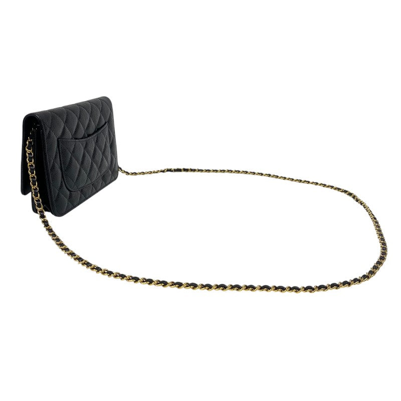 シャネル CHANEL マトラッセ チェーンウォレット AP0250 ブラック ゴールド金具 キャビアスキン レディース ショルダーバッグ クラッチバッグ