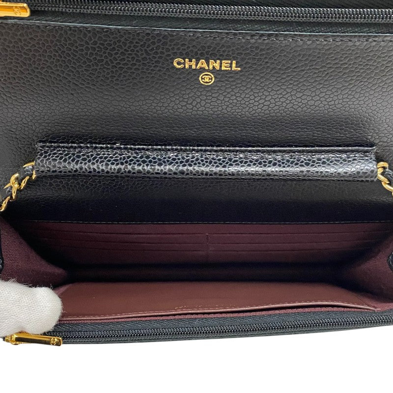 シャネル CHANEL マトラッセ チェーンウォレット AP0250 ブラック ゴールド金具 キャビアスキン レディース ショルダーバッグ クラッチバッグ