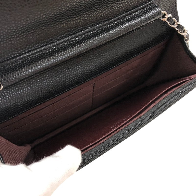 シャネル CHANEL マトラッセ チェーンウォレット AP0250 ブラック シルバー金具 キャビアスキン レディース ショルダーバッグ