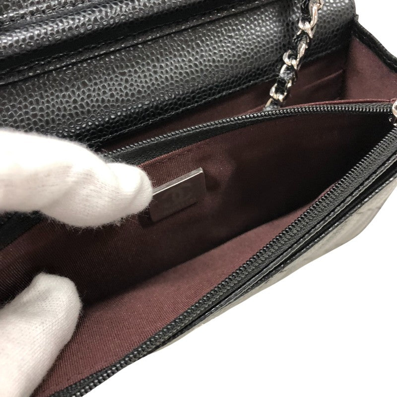 シャネル CHANEL マトラッセ チェーンウォレット AP0250 ブラック シルバー金具 キャビアスキン レディース ショルダーバッグ