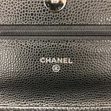 シャネル CHANEL マトラッセ チェーンウォレット AP0250 ブラック シルバー金具 キャビアスキン レディース ショルダーバッグ