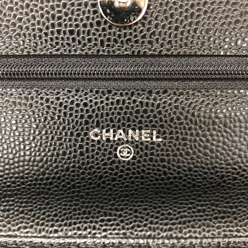 シャネル CHANEL マトラッセ チェーンウォレット AP0250 ブラック シルバー金具 キャビアスキン レディース ショルダーバッグ