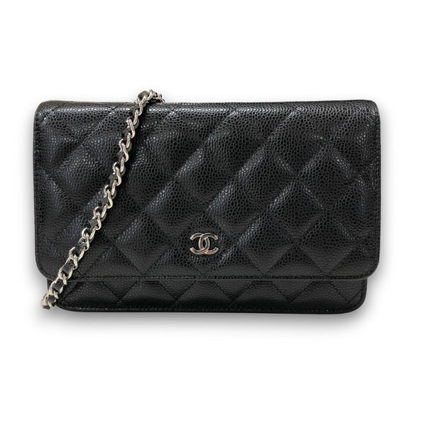 シャネル CHANEL マトラッセ チェーンウォレット AP0250 ブラック シルバー金具 キャビアスキン レディース ショルダーバッグ