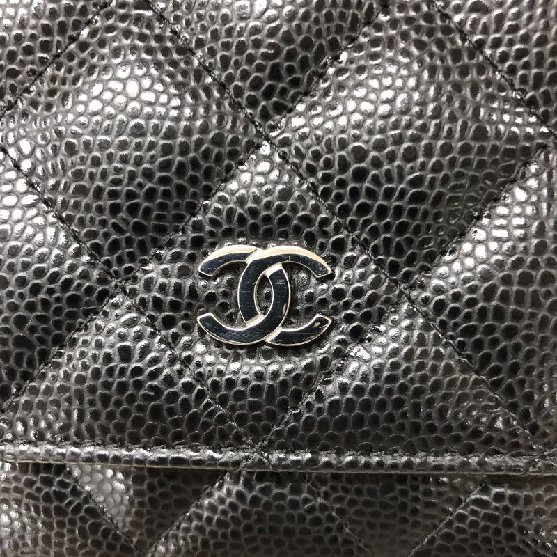 シャネル CHANEL マトラッセ チェーンウォレット AP0250 ブラック シルバー金具 キャビアスキン レディース ショルダーバッグ