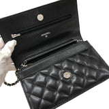 シャネル CHANEL マトラッセ チェーンウォレット AP0250 ブラック シルバー金具 キャビアスキン レディース ショルダーバッグ