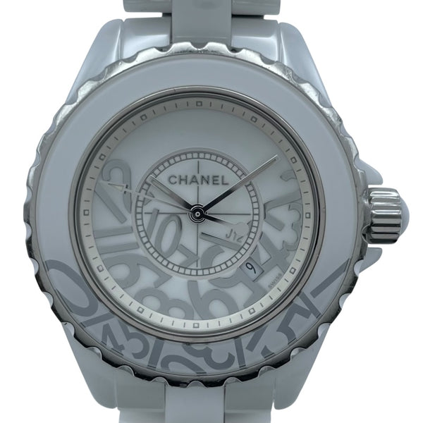 シャネル CHANEL J12 グラフィティ 33MM 世界1200本限定 H5239 ホワイト セラミック/SS レディース 腕時計