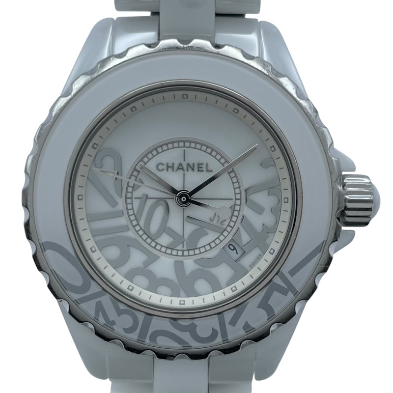 シャネル CHANEL J12 グラフィティ 33MM 世界1200本限定 H5239 ホワイト セラミック/SS レディース 腕時計