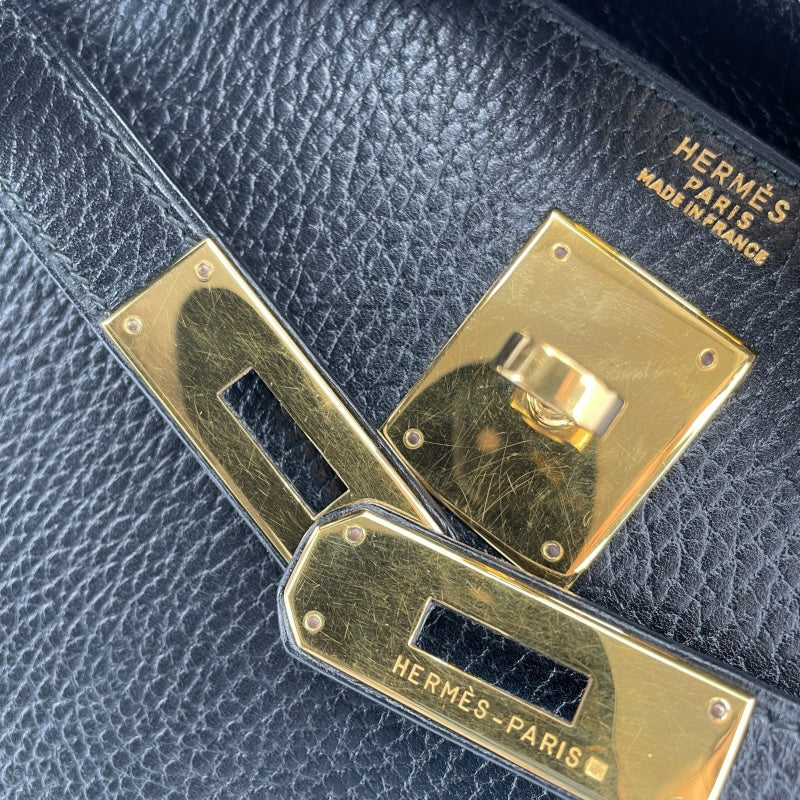 エルメス HERMES ケリー32 外縫い 〇 ブラック GD金具 アルデンヌ レディース ショルダーバッグ