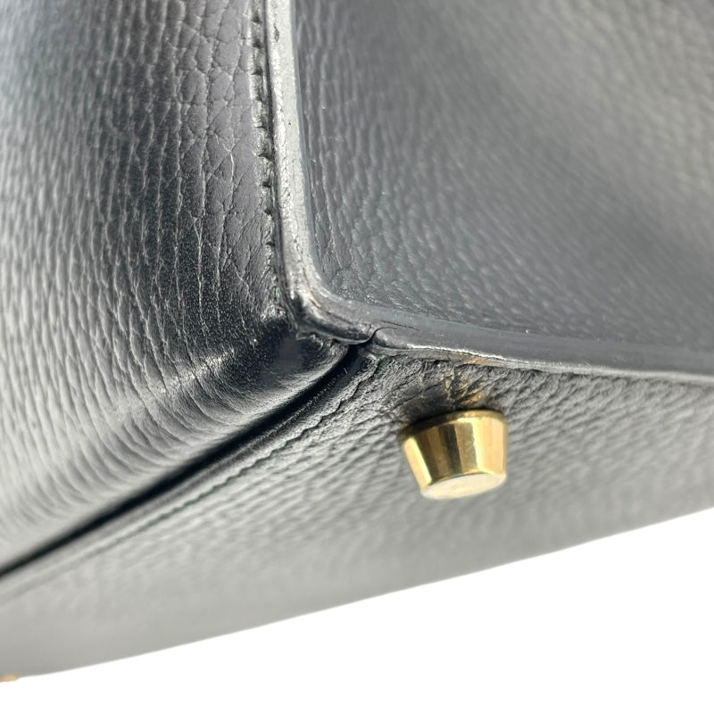 エルメス HERMES ケリー32 外縫い 〇 ブラック GD金具 アルデンヌ レディース ショルダーバッグ