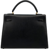 エルメス HERMES ケリー32 外縫い 〇 ブラック GD金具 アルデンヌ レディース ショルダーバッグ