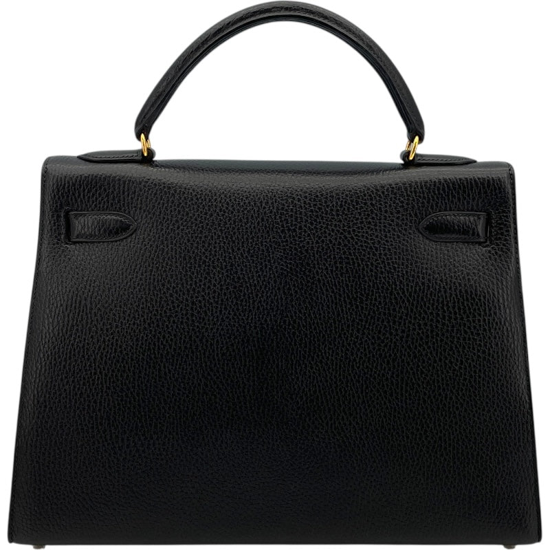 エルメス HERMES ケリー32 外縫い 〇 ブラック GD金具 アルデンヌ レディース ショルダーバッグ